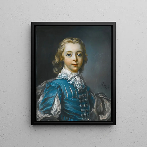 Portrait eines Jungen, wahrscheinlich Peter Benet Legh, geboren 1742 - Francis Cotes — gerahmtes Bild an der Wand