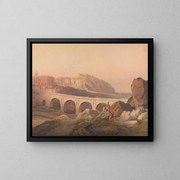 Ansicht von Edinburgh vom Calton Hill - Francis Nicholson — gerahmtes Bild an der Wand