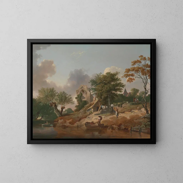 Blick auf den Medway - Francis Wheatley — gerahmtes Bild an der Wand