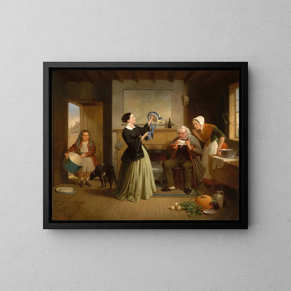 Der neue Hut - Francis William Edmonds — gerahmtes Bild an der Wand