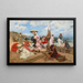 Damen elegant am Strand mit einem Hund - Francisco Miralles y Galup — gerahmtes Bild an der Wand