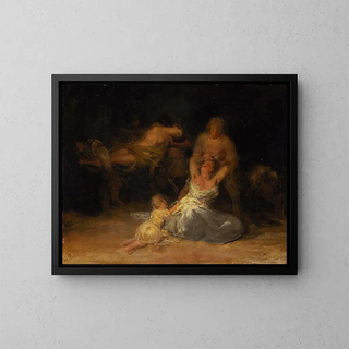 Akt der Gewalt gegen zwei Frauen - Francisco de Goya — gerahmtes Bild an der Wand