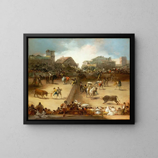 Corrida dans un anneau divisé - Francisco de Goya — gerahmtes Bild an der Wand