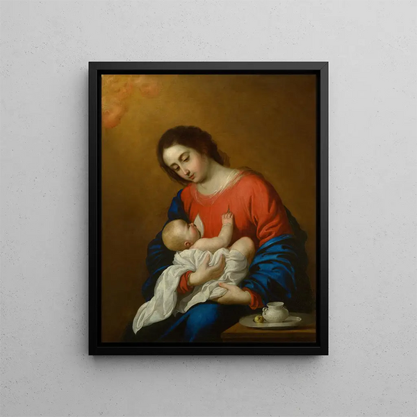 Jungfrau mit Kind - Francisco de Zurbarán — gerahmtes Bild an der Wand