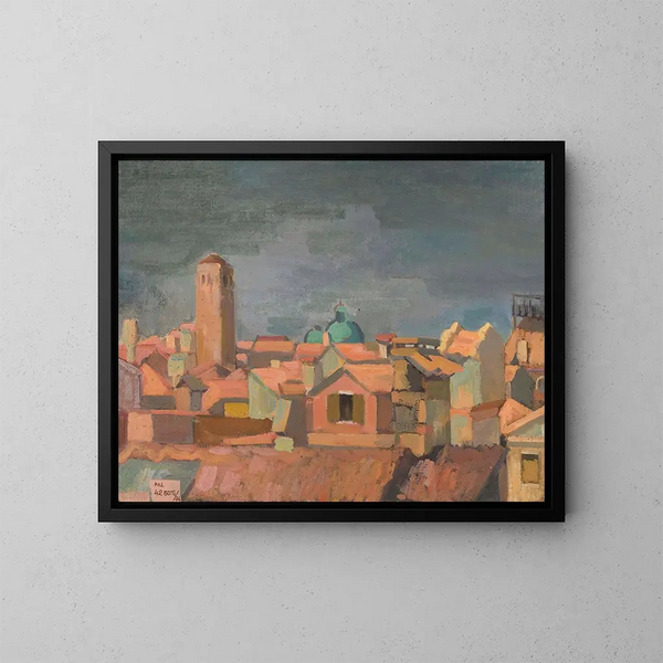 Ansicht einer italienischen Stadt - Franciszek Bartoszek — gerahmtes Bild an der Wand