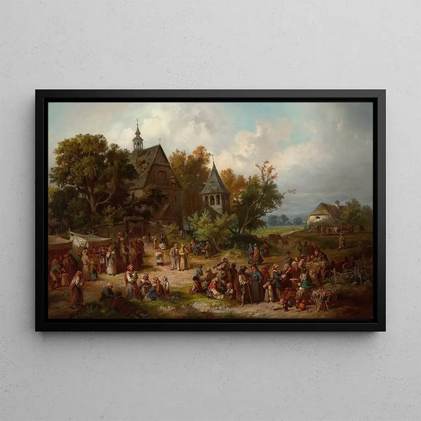 Franciszek Kostrzewski - Church fair in the countryside.webp
