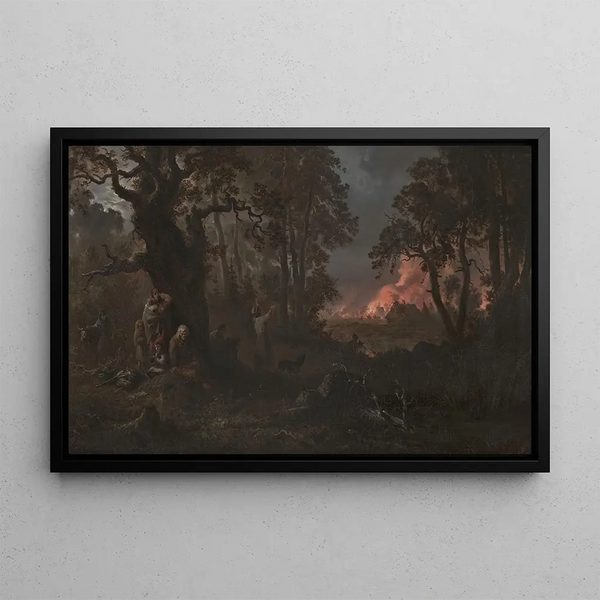 Franciszek Kostrzewski - Fire in the village.webp