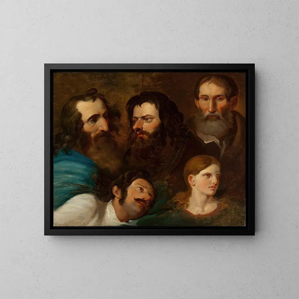 Studie von fünf Köpfen - Franciszek Ksawery Lampi — gerahmtes Bild an der Wand