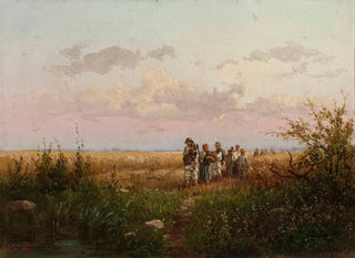 Das Erntearbeiter, die von den Feldern zurückkehren - Franciszek Wąsowski — Ansicht des Kunstwerks