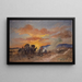 Lagerfeuer bei Sonnenaufgang in den Laramie-Ebenen - Frank Buchser — gerahmtes Bild an der Wand