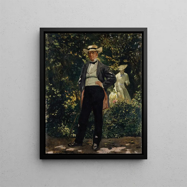 Portrait des amerikanischen Außenministers William H. Seward im Garten - Frank Buchser — gerahmtes Bild an der Wand