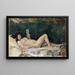 Junge Frau liegend auf einem Bett und liest - Frank Buchser — gerahmtes Bild an der Wand