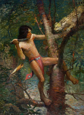 Frank Earle Schoonover - Ahuitzotl and the Ocelot.webp