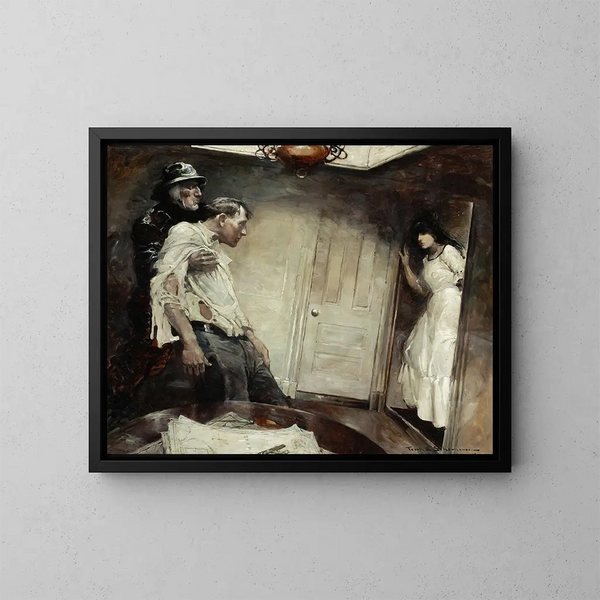Was ist hier passiert - Frank Earle Schoonover — gerahmtes Bild an der Wand