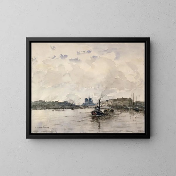 Ansicht der Stadt oberhalb des Quai Henri IV - Frank Myers Boggs — gerahmtes Bild an der Wand
