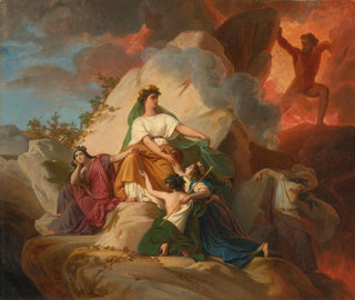 Cybèle, die sich gegen den Vesuv stellt, um die Städte Stabiae, Herculaneum, Pompeii und Resina zu schützen - François-Édouard Picot — Ansicht des Kunstwerks