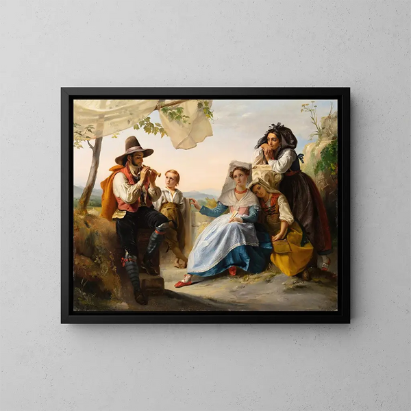 Italienische Szene, der Flötenspieler - François-Joseph Navez — gerahmtes Bild an der Wand