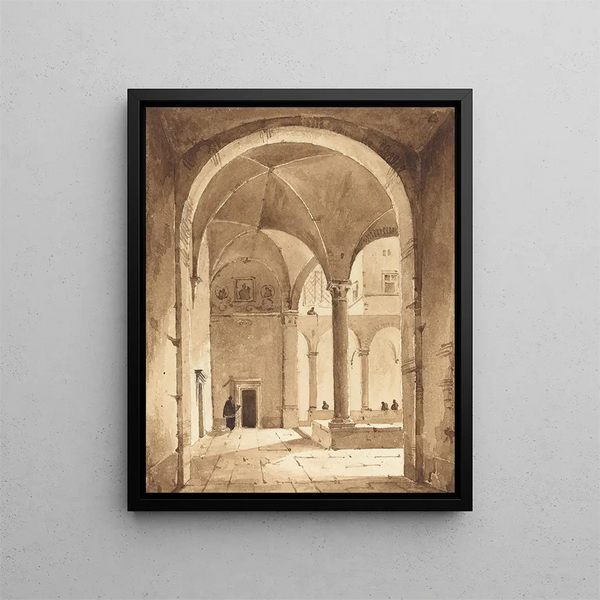 Ein Klosterhof - François-Marius Granet — gerahmtes Bild an der Wand
