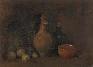 Franois Bonvin - Stilleven met vier vruchten glas en aardewerk.webp
