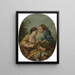Eine junge Frau und ein junger Mann, die junge Vögel in einen Käfig setzen. Die Vogelbrüter - François Boucher — gerahmtes Bild an der Wand