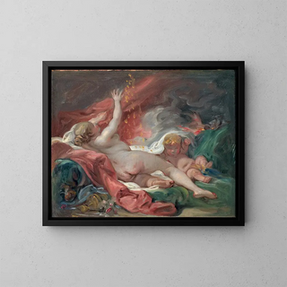 Studie von Dana und dem Goldregen - François Boucher — gerahmtes Bild an der Wand