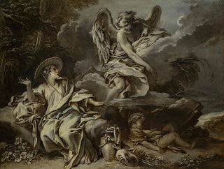 Hagar und Ismael in der Wüste mit dem Engel - François Boucher — Ansicht des Kunstwerks