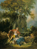 Pastorale mit einem Paar in der Nähe eines Brunnens - François Boucher — Ansicht des Kunstwerks