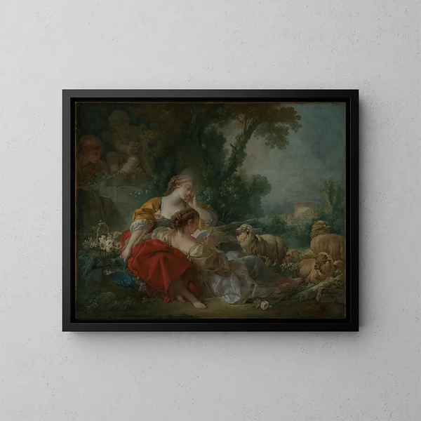 Zwei Bäuerinnen - François Boucher — gerahmtes Bild an der Wand