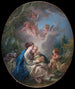 Jungfrau mit Kind mit dem jungen Johannes dem Täufer und Engeln - François Boucher — Ansicht des Kunstwerks