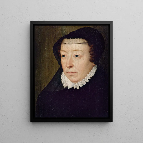 Portrait von Catherine de Médicis 1519-1589 Königin von Frankreich - François Clouet — gerahmtes Bild an der Wand