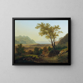Landschaften der Tiefebenen mit dem Genfersee - François Diday — gerahmtes Bild an der Wand
