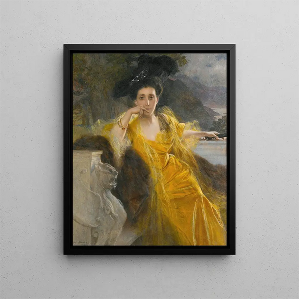Mme Marie-Louise Fould Née Heine - François Flameng — gerahmtes Bild an der Wand