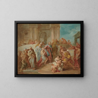 Der Christus, der den Blinden heilt - François Lemoyne — gerahmtes Bild an der Wand