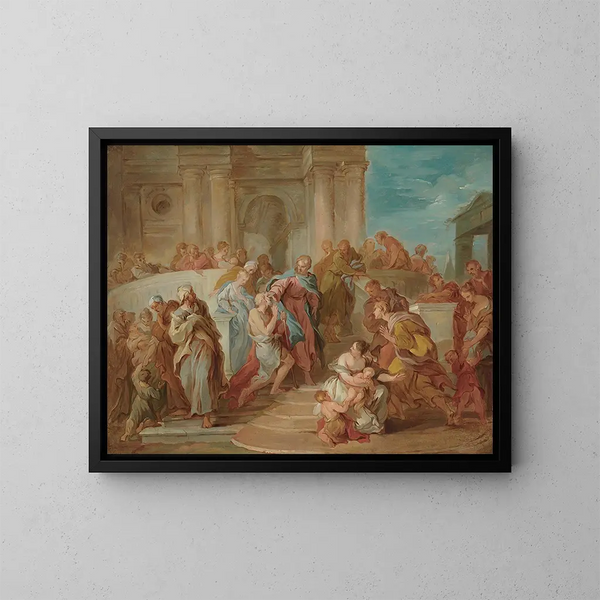 Der Christus, der den Blinden heilt - François Lemoyne — gerahmtes Bild an der Wand