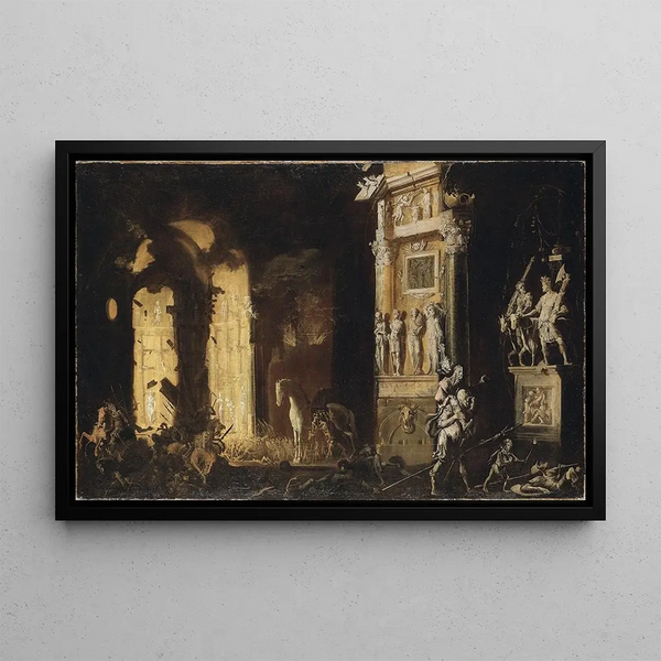 Franois de Nom - The Burning of Troy with the Flight of Aeneas and Anchises.webp