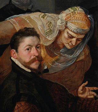 Frans Floris - Portrait of an artist seated with a woman leaning over his shoulder.webp