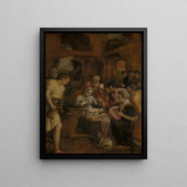L'Adoration des bergers - Frans Floris — gerahmtes Bild an der Wand