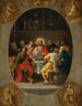 Das letzte Abendmahl in einem Oval gemalt Der Pate und die vier Evangelisten - Frans Francken der Jüngere — Ansicht des Kunstwerks