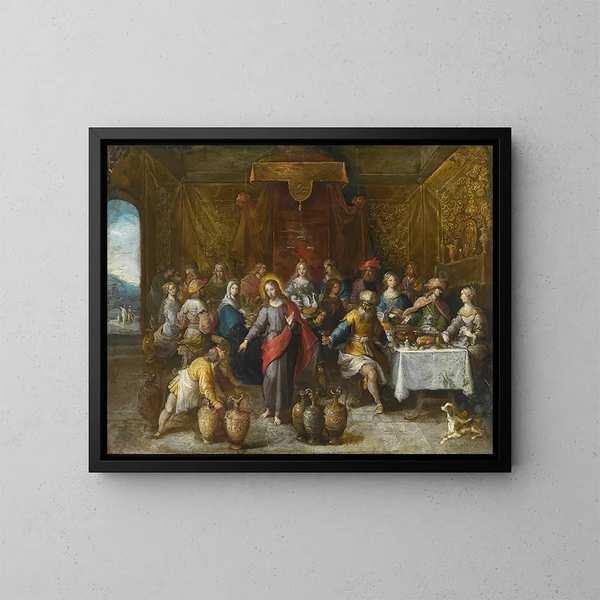 Die Hochzeit zu Kana - Frans Francken der Jüngere — gerahmtes Bild an der Wand
