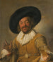 eines Gemäldes eines Milizionärs, der ein Berkemeyer-Glas hält, bekannt als „Merry Drinker“ - Frans Hals — Ansicht des Kunstwerks