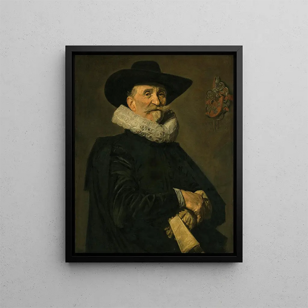 Portrait eines Gentlemans aus der Familie de Wolff, vielleicht Joost de Wolff - Frans Hals — gerahmtes Bild an der Wand