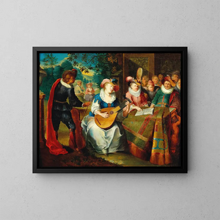 Eine Musikgesellschaft auf einer Terrasse - Frans Xaver Hendrick Verbeeck — gerahmtes Bild an der Wand