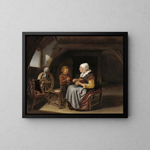 Die Segnung - Frans van Mieris der Ältere — gerahmtes Bild an der Wand