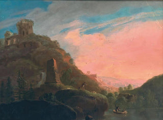 Eine Szene bei Dämmerung in einer weiten ländlichen Landschaft - František Xaver Procházka — Ansicht des Kunstwerks