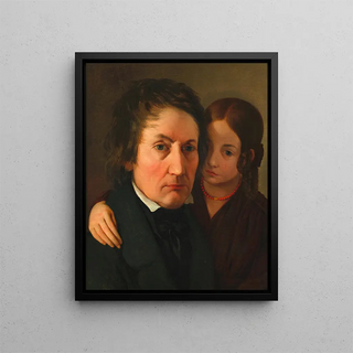 Jakob Alt und seine Tochter Luise - Franz Alt — gerahmtes Bild an der Wand