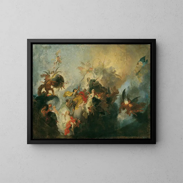 Die göttliche Vorsehung und die Tugenden - Franz Anton Maulbertsch — gerahmtes Bild an der Wand