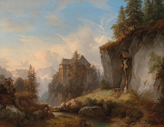 Ein Berglandschaft mit einer Kapelle und einem Oratorium - Franz Barbarini — Ansicht des Kunstwerks