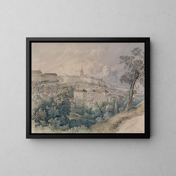 Ansicht von Prag vom Petřín - Franz Barbarini — gerahmtes Bild an der Wand