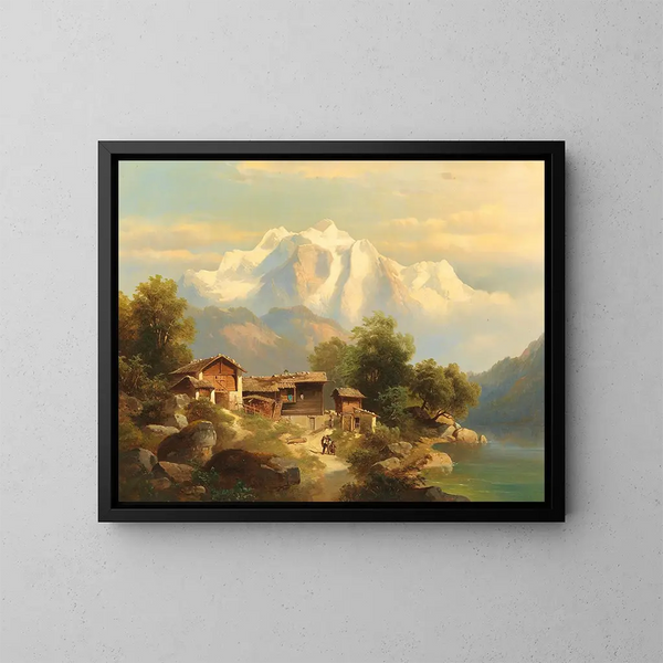 Szene in der Schweiz - Franz Barbarini — gerahmtes Bild an der Wand