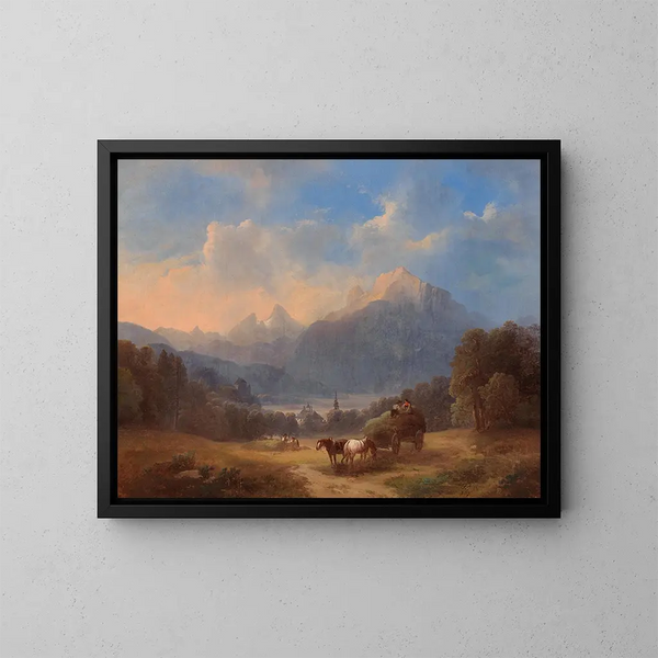 Szene des Salzkammerguts - Franz Barbarini — gerahmtes Bild an der Wand